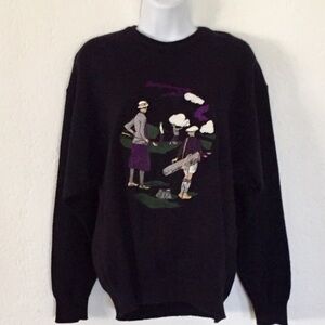 Vintage Women’s Lyle & Scott Sweater With 1920.s Golf
Motif On Front SZ-S